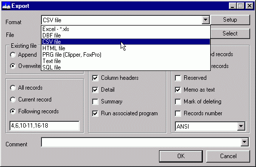 export dbf to other formats
