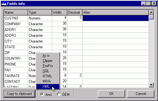 information about dbf file