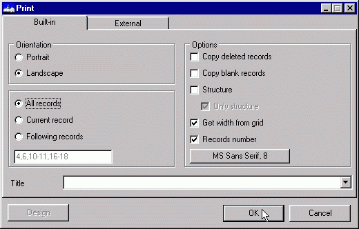 print dbf file